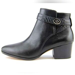 COACH Patricia Black Leather Ankle Boots